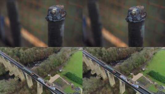 英国庞特基西尔特高架桥梁运河系统维修现场高清在线视频素材下载