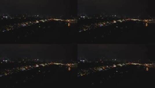 湖南岳阳岳阳楼风景区夜景航拍高清在线视频素材下载