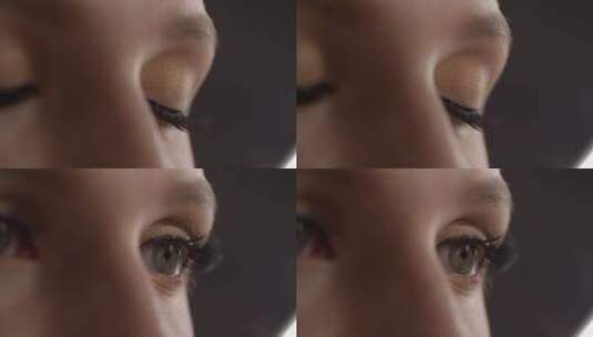 女性眼睛眨眼的特写镜头高清在线视频素材下载