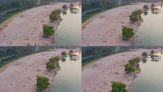 南滇池国家湿地沙滩公园航拍高清在线视频素材下载