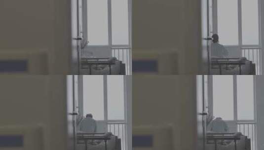 病人望向窗外孤独医院住院log未调色高清在线视频素材下载
