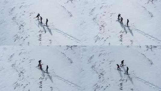 西藏拉萨当雄廓琼岗日雪山洛堆峰登山滑雪高清在线视频素材下载