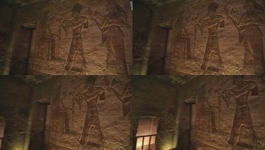 拉美尼斯二世神庙的雕刻壁画高清在线视频素材下载