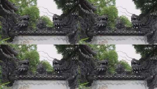 龙和传统中国老建筑高清在线视频素材下载