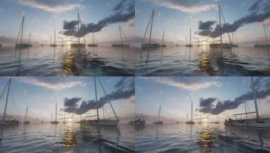 帆船 商船 海上航行船只 单镜头高清在线视频素材下载