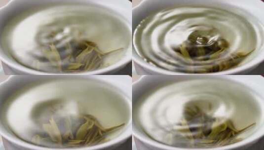 茶滴入沏好茶的清澈绿茶茶汤创意唯美高清在线视频素材下载