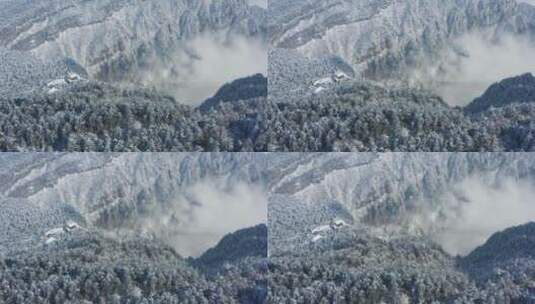 航拍四川峨眉山山谷雪景高清在线视频素材下载