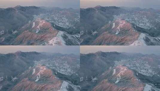 杭州临安清凉峰太子尖华浪线雪景航拍高清在线视频素材下载