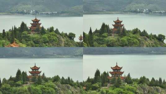 抚仙湖孤山岛高清在线视频素材下载