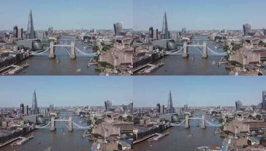 英国伦敦塔桥泰晤士河航拍高清在线视频素材下载
