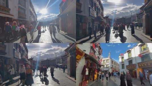 西藏八廓街游客如织4k自己拍摄高清在线视频素材下载