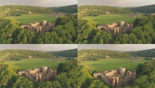 航拍古城古堡城邦遗迹高清在线视频素材下载