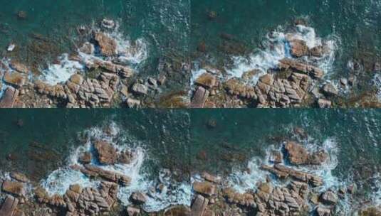 航拍深圳大梅沙小梅沙海浪礁石高清在线视频素材下载