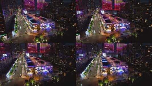 杭州未来科技城夜景航拍高清在线视频素材下载