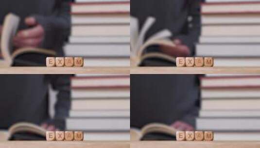 书桌上的木质字母骰子高清在线视频素材下载