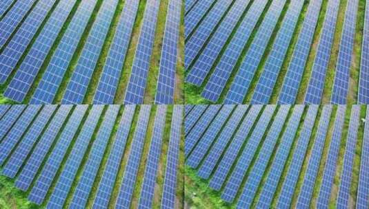绿色可再生能源太阳能电池板农场鸟瞰图高清在线视频素材下载