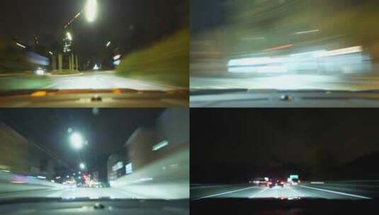 夜间驾驶快速延时拍摄高清在线视频素材下载