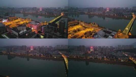 冬季广元航拍城市夜景高清在线视频素材下载