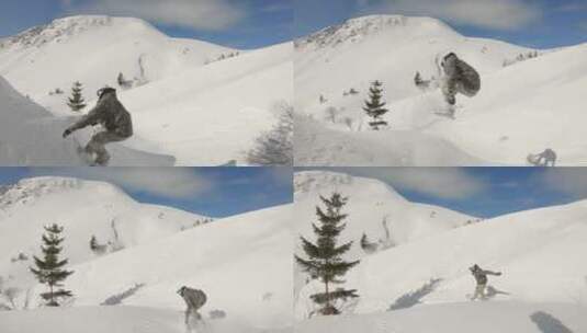 在山上滑雪高清在线视频素材下载