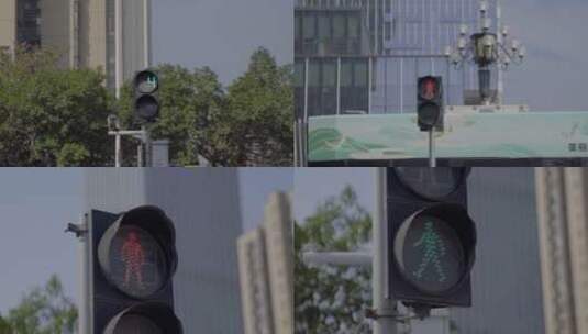 广州天黄浦区红绿灯人行道合集高清在线视频素材下载