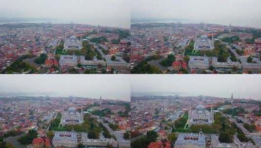 历史苏莱曼尼耶清真寺和伊斯坦布尔的鸟瞰图高清在线视频素材下载