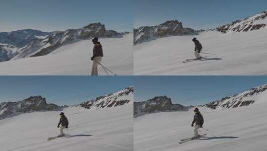 女子滑雪速降高清在线视频素材下载