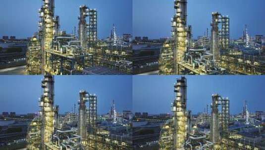 石油化工炼化厂夜景航拍高清在线视频素材下载