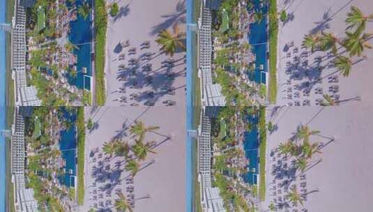浦东海滨度假酒店、热带天堂和白沙海滩的垂直拍摄高清在线视频素材下载