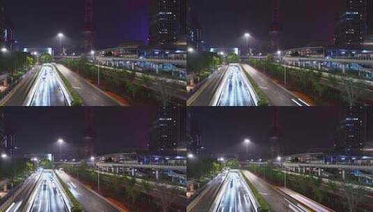 上海陆家嘴城市街道路汽车流交通延时摄影高清在线视频素材下载