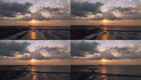 新奥尔良日落时庞恰特雷恩湖上的彩色天空高清在线视频素材下载