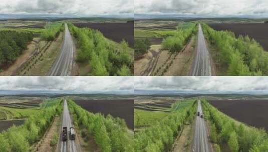 林区公路上行驶的汽车国道道路高清在线视频素材下载