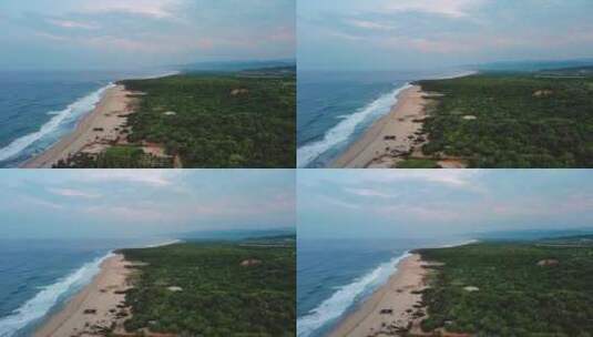 蓝天海滩埃斯孔迪多港田园天堂Zicatela海上无人机高清在线视频素材下载
