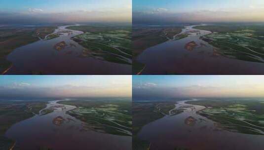 黄河生态-农业稻田-河滩河道河流高清在线视频素材下载