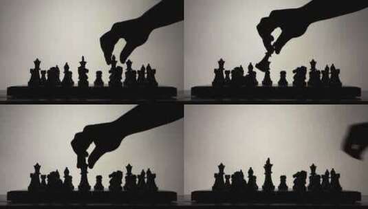 国际象棋对弈下棋 黑白棋商业创意博弈高清在线视频素材下载