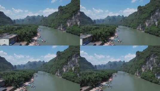 桂林杨堤漓江风景区航拍高清在线视频素材下载