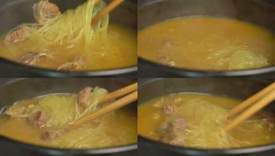 美食咖喱牛肉粉丝汤4K高清在线视频素材下载