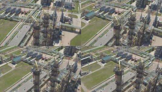 具有高塔和管道的厂区上部视图高清在线视频素材下载