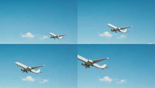 4K拍摄民航客机从天空中飞过高清在线视频素材下载