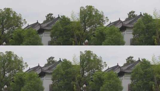 中式园林古建筑房顶屋顶苏州园林徽式建筑高清在线视频素材下载