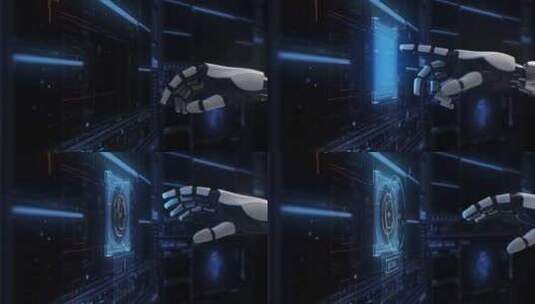 智慧机器人触摸全息界面高清在线视频素材下载