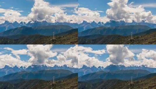 西藏芒康红拉山垭口达美拥雪山延时摄影高清在线视频素材下载
