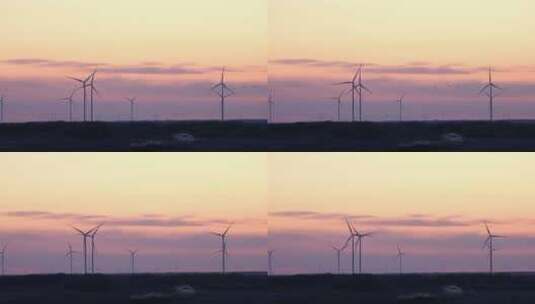 夕阳下风能风力发电厂风车高清在线视频素材下载