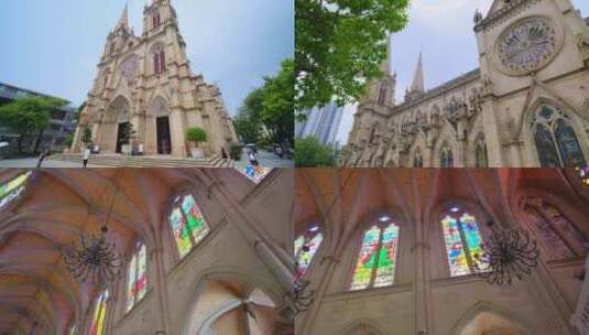 欧式古建筑 广州圣心大教堂高清在线视频素材下载