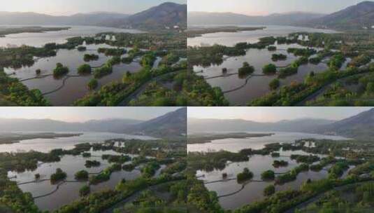 航拍四川大凉山西昌邛海湿地公园风光高清在线视频素材下载