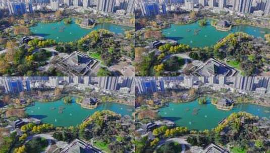 西安兴庆宫公园秋景高清在线视频素材下载
