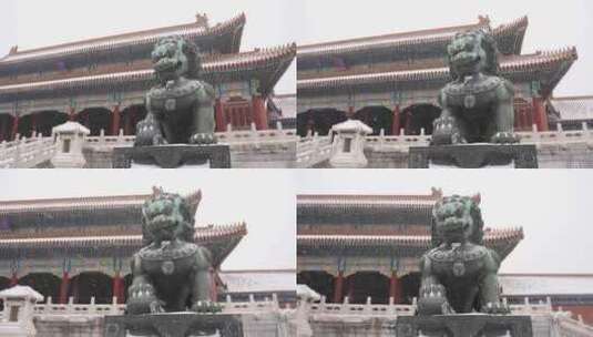 北京下雪中的故宫博物院高清在线视频素材下载