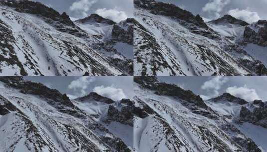 航拍四川岷山山脉雪宝顶山区风光高清在线视频素材下载