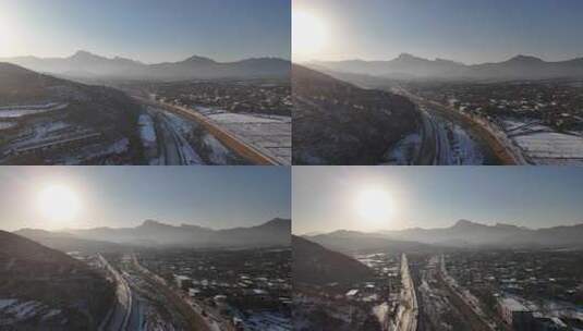 航拍雪景 唯美冬日空镜 立冬 冬至节气高清在线视频素材下载