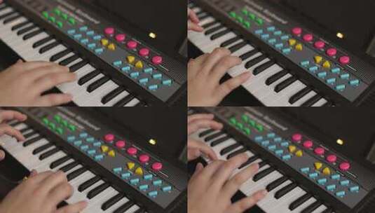 男孩在家玩合成器高清在线视频素材下载