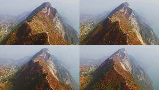 长江三峡巫峡红叶高清在线视频素材下载